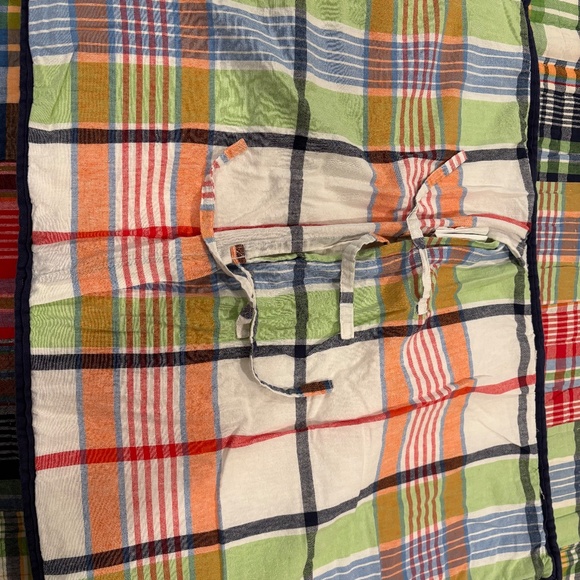 Pottery Barn Kids Madras Plaid Patchwork Twin Quilt with Sham Hand Stitch - Picture 5 of 5